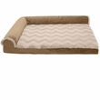 FurHaven Wave Fur & Velvet Deluxe Chaise Lounge Cooling Gel Top Sofa Pet Bed - Brownstone (Jumbo)