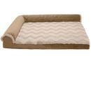 FurHaven Wave Fur & Velvet Deluxe Chaise Lounge Cooling Gel Top Sofa Pet Bed - Brownstone (Medium)