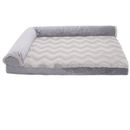 FurHaven Wave Fur & Velvet Deluxe Chaise Lounge Cooling Gel Top Sofa Pet Bed - Granite Gray (Large)