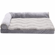 FurHaven Wave Fur & Velvet Deluxe Chaise Lounge Orthopedic Sofa-Style Pet Bed - Granite Gray (Large)