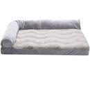 FurHaven Wave Fur & Velvet Deluxe Chaise Lounge Orthopedic Sofa-Style Pet Bed - Granite Gray (Medium)