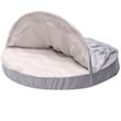 FurHaven Wave Fur & Velvet Snuggery Gel Top Foam Pet Bed - Dark Gray (35")