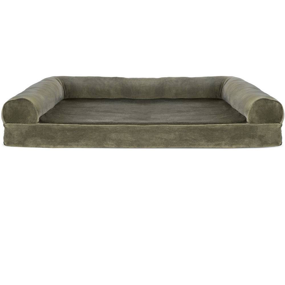 FurHaven Faux Fur & Velvet Cooling Gel Top Sofa Pet Bed