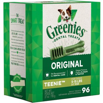 Greenies Original Dental Chew Dog Treats Teenie 27oz (96 Bones)