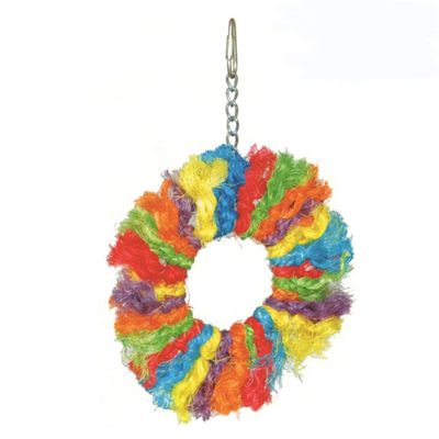 HAPPY-BEAKS-TOY-RAINBOW-SISAL-RING-MEDIUM