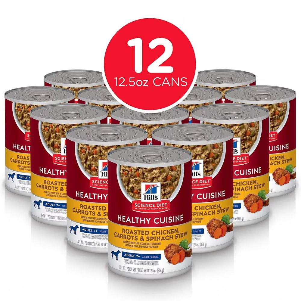 HILLS-SCIENCE-DIET-ADLT-7-HELTHY-CUISNE-CHICKN-CRRTS-SPINCH-CAN-DOG-FD-12OZX12