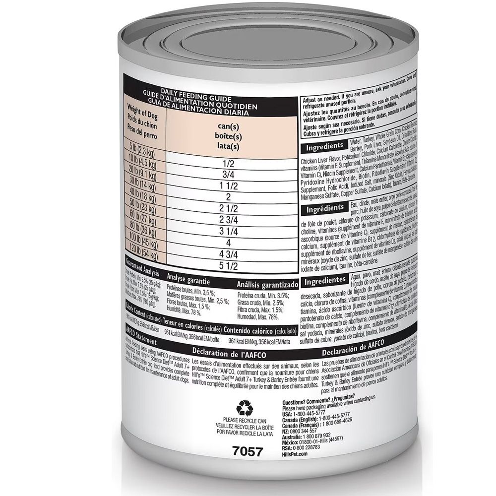 Hill's Science Diet Adult 7+ Turkey & Barley Entree Canned Dog Food, 13