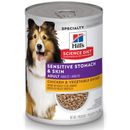 Hill's Science Diet Adult Sensitive Stomach & Skin Chicken & Vegetable Entree Canned Dog Food, 12.8 oz can, case of 12