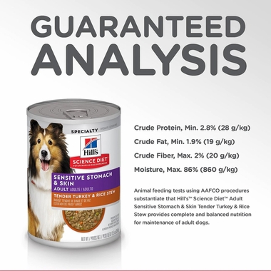HILLS-SCIENCE-DIET-ADLT-SENSTVE-STOMCH-TURKEY-RICE-CAN-DOG-FD-12OZX12