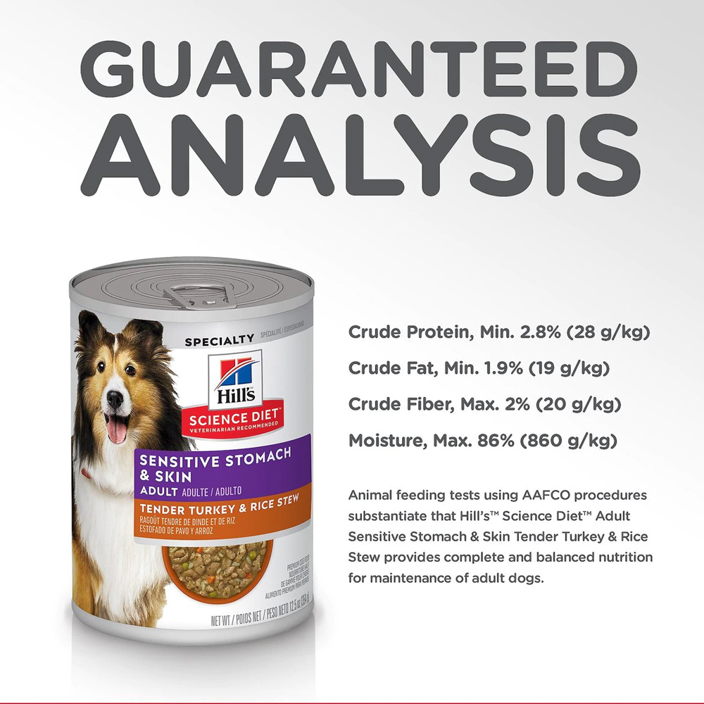 HILLS-SCIENCE-DIET-ADLT-SENSTVE-STOMCH-TURKEY-RICE-CAN-DOG-FD-12OZX12
