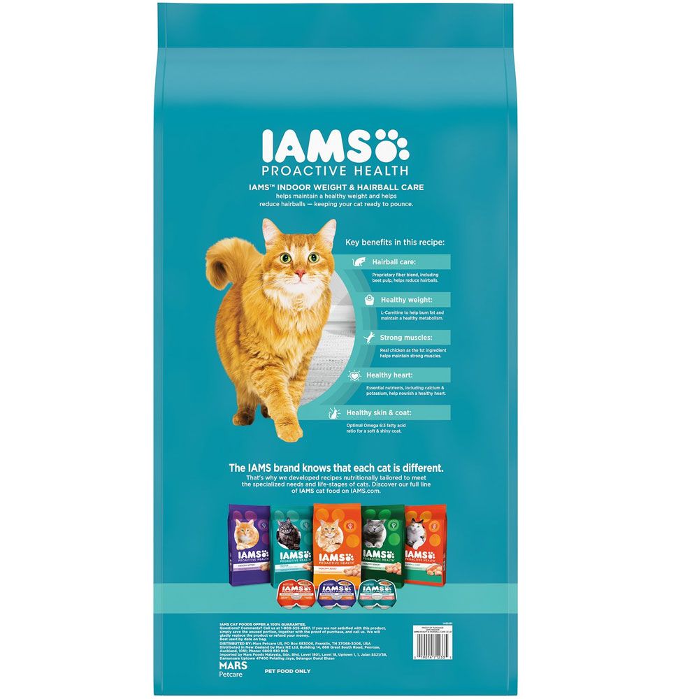 Iams ProActive Health Indoor Weight & Hairball Care Dry Cat Food, 22lb