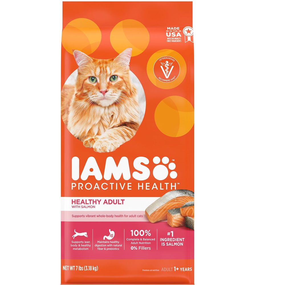 Iams ProActive Health Salmon Recipe Adult Dry Cat Food, 7lb bag On