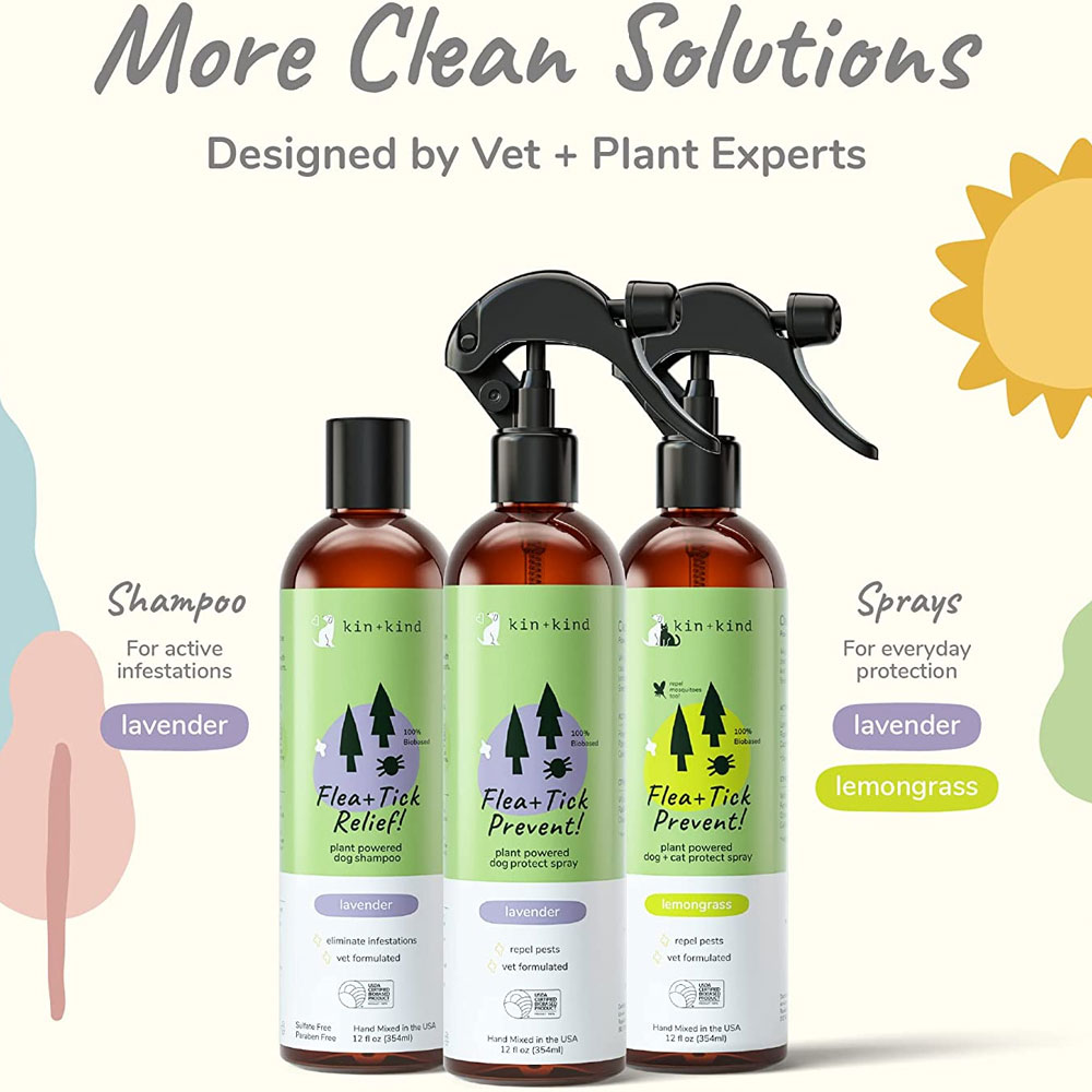 kin+kind Natural Flea & Tick PlantBased Lemongrass Repel Spray for Dogs, 12oz bottle On Sale