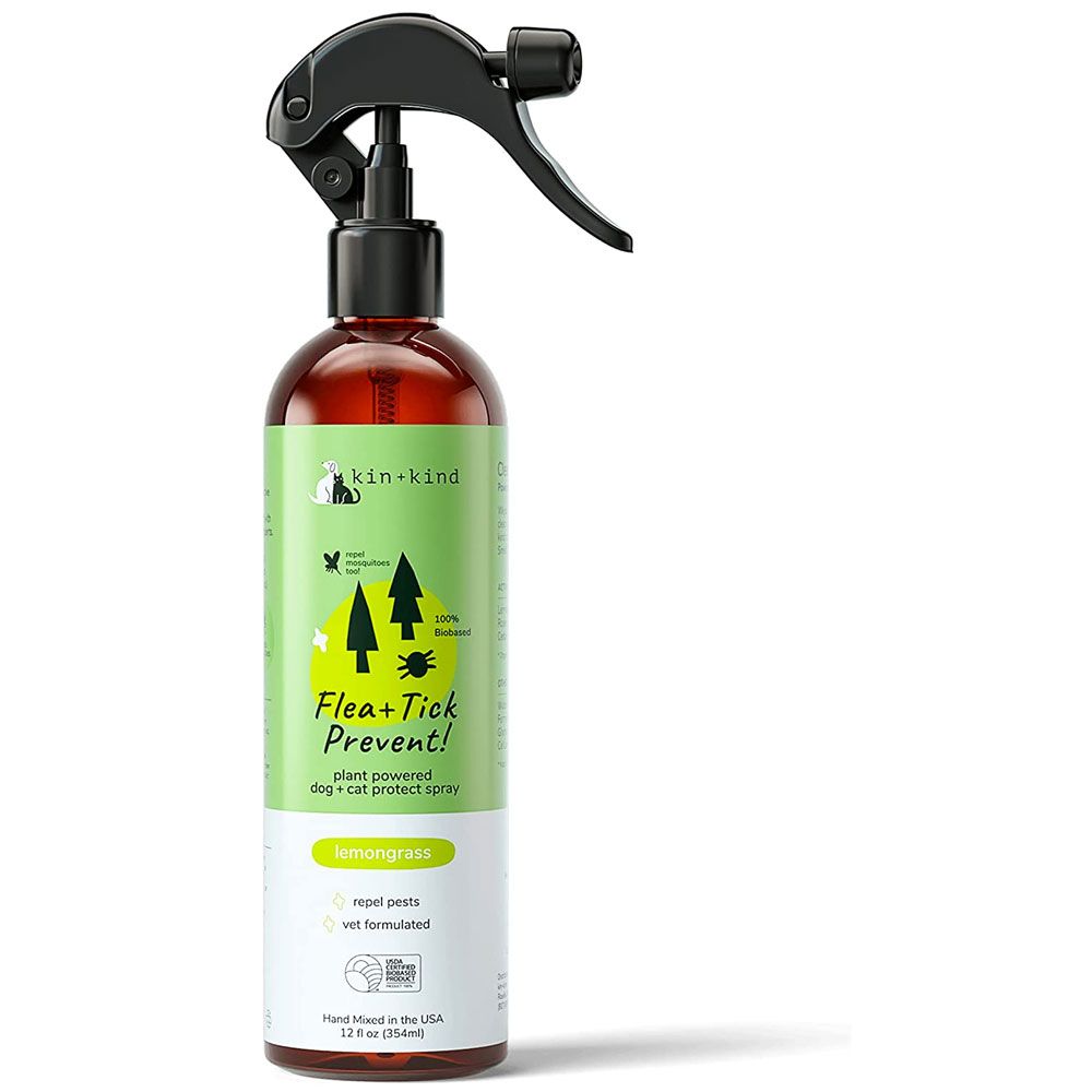 kin+kind Natural Flea & Tick PlantBased Lemongrass Repel Spray for