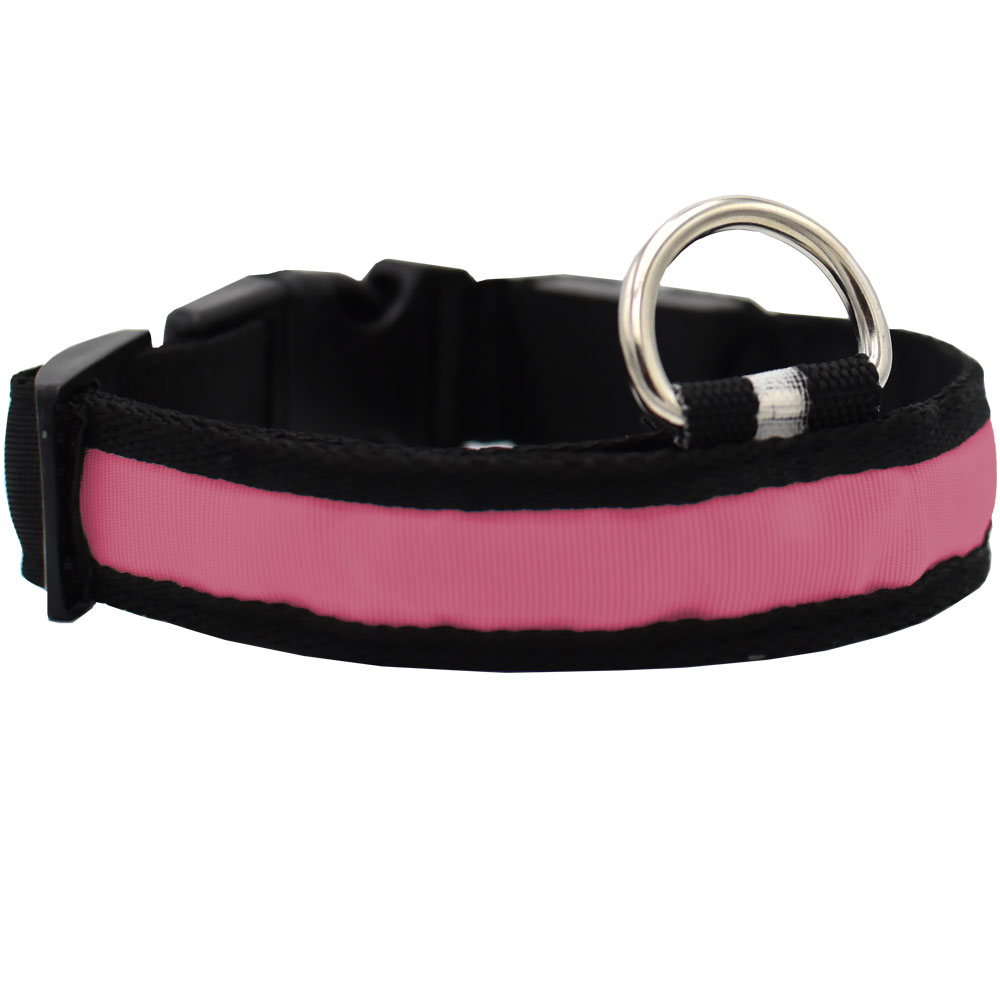 PINK-LED-SAFETY-ELECTRIC-GLOW-COLLAR-MEDIUM