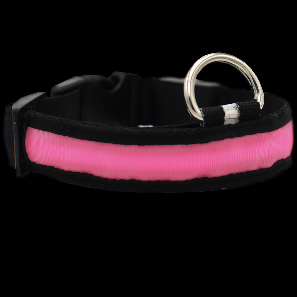 PINK-LED-SAFETY-ELECTRIC-GLOW-COLLAR-MEDIUM