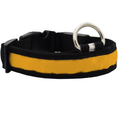 YELLOW-LED-SAFETY-ELECTRIC-GLOW-COLLAR-MEDIUM