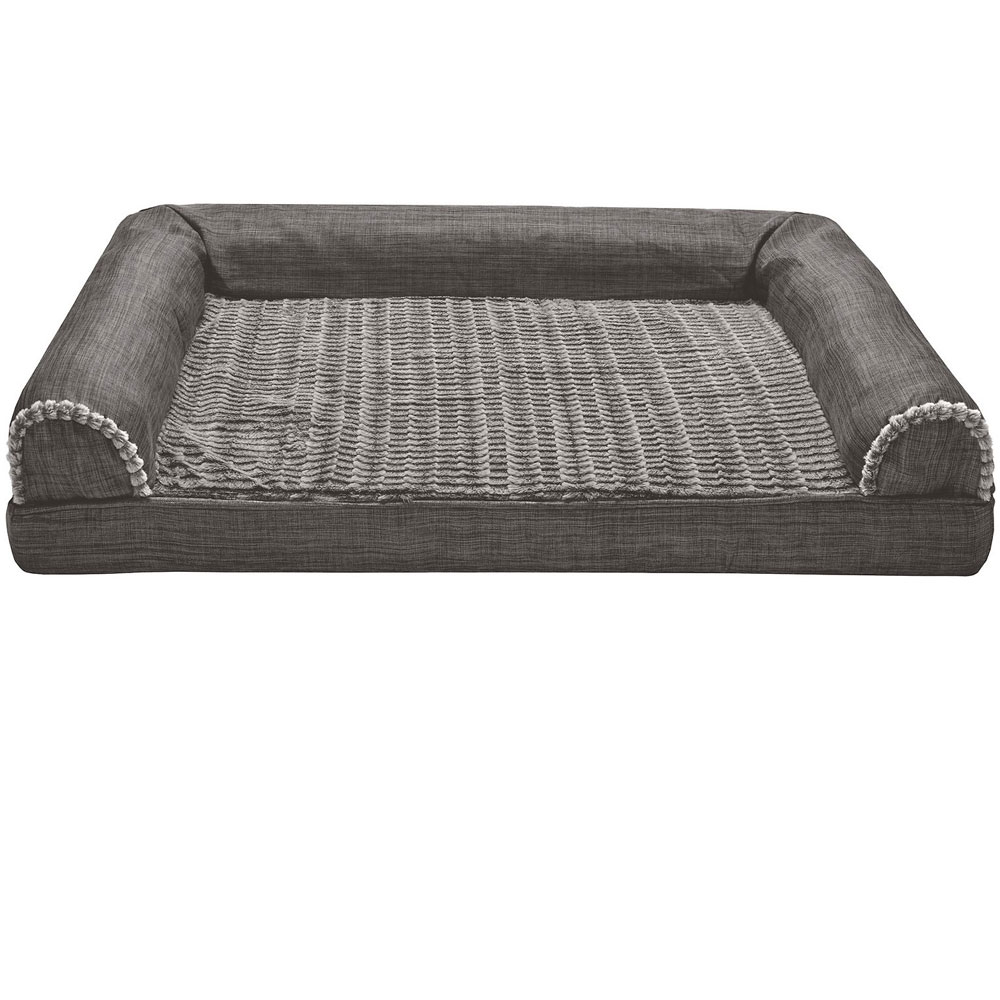 FurHaven Luxe Fur & Performance Linen Orthopedic Sofa Bed