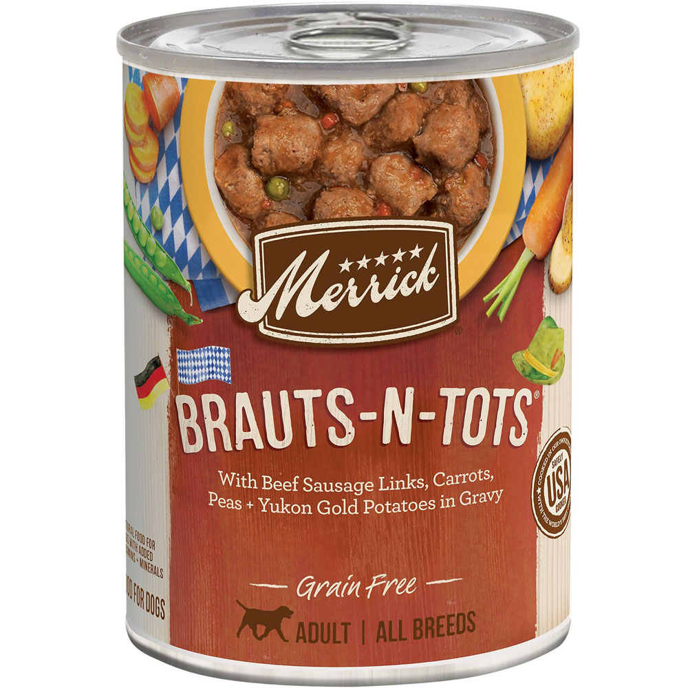Merrick Grain Free Wet Dog Food BrautsnTots, 12.7oz can, case of 12