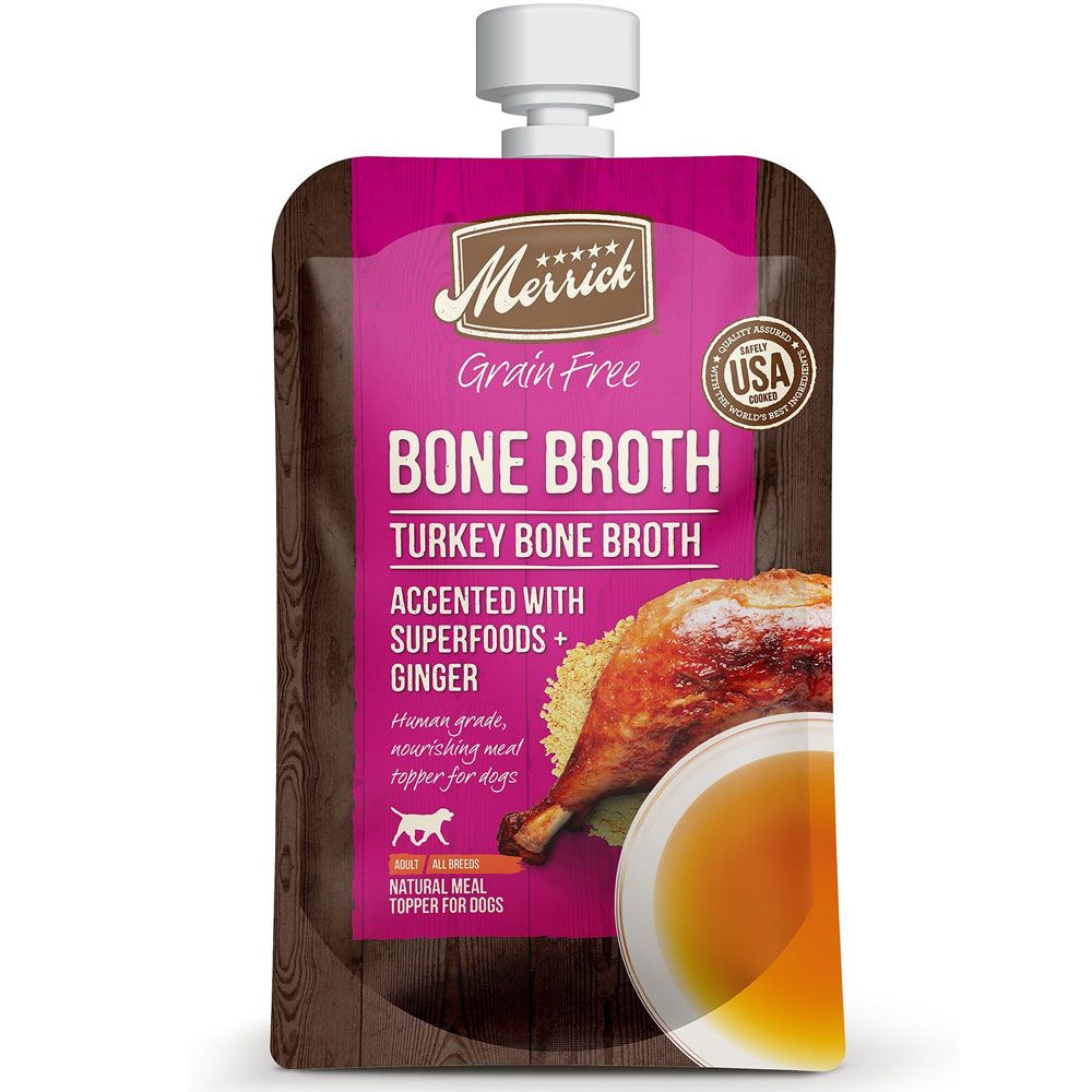 Merrick Turkey Bone Broth GrainFree Wet Dog Food Topper, 7oz On