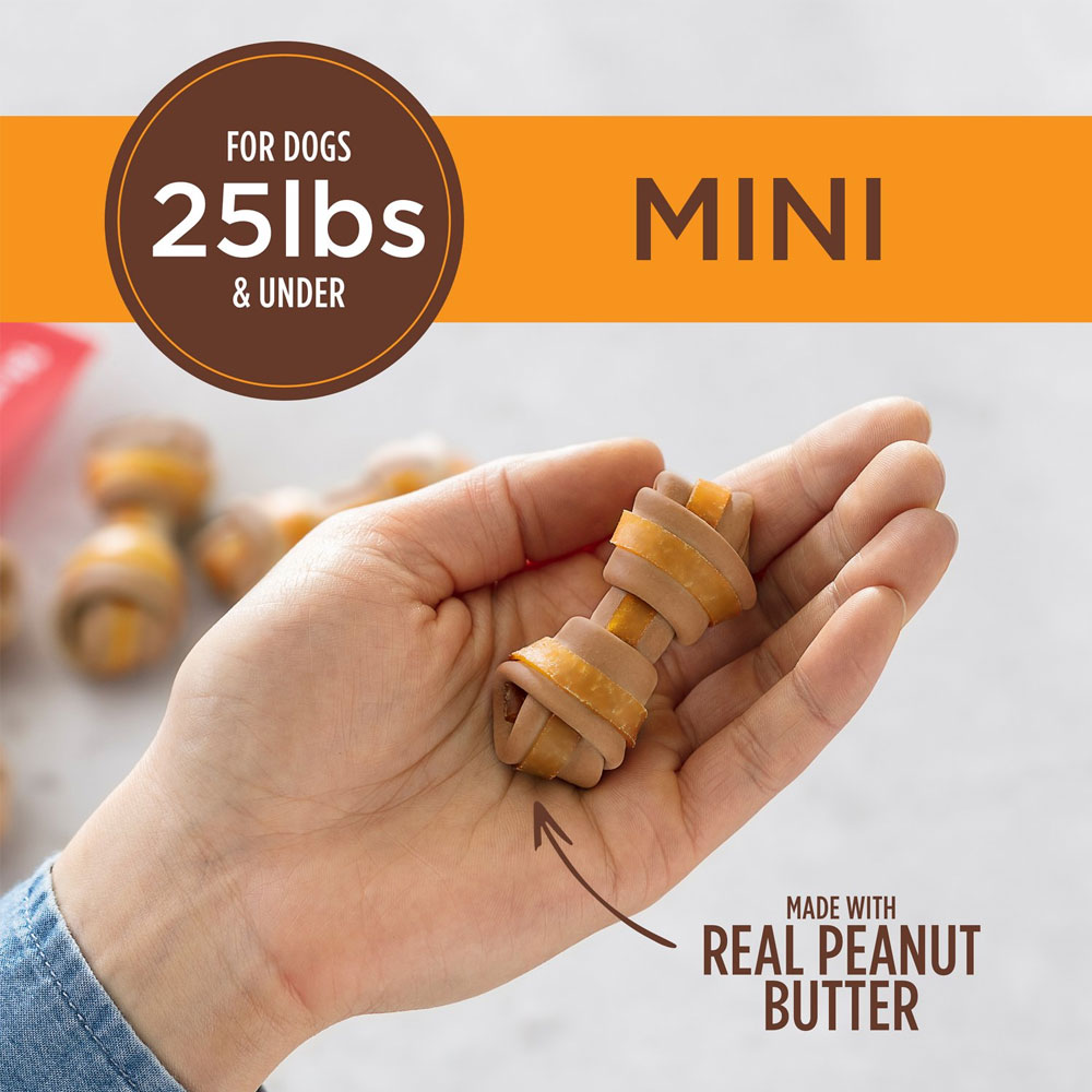 MilkBone Gnaw Bones Mini Peanut Butter & Chicken Flavor Dog Treats, 8