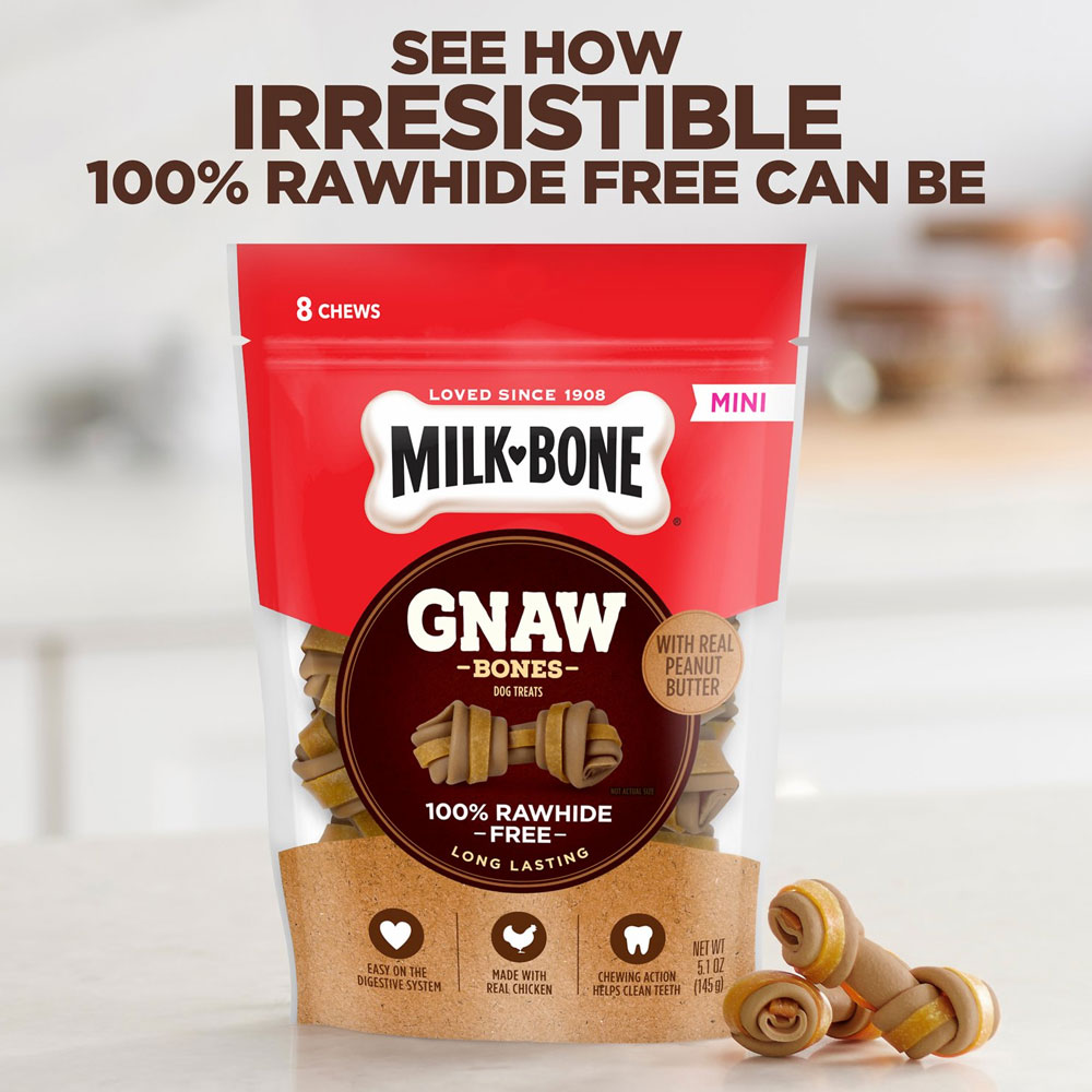 MilkBone Gnaw Bones Mini Peanut Butter & Chicken Flavor Dog Treats, 8