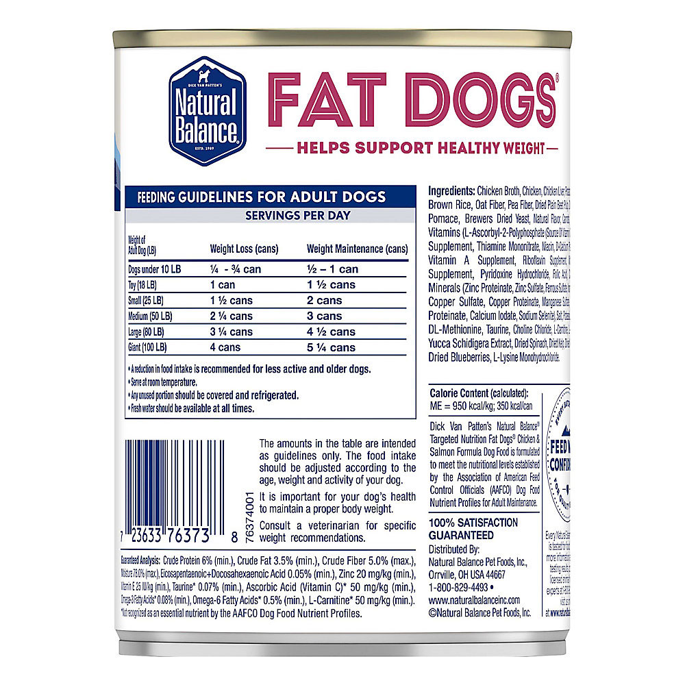 Natural Balance Fat Dogs Targeted Nutrition Chicken & Salmon Formula