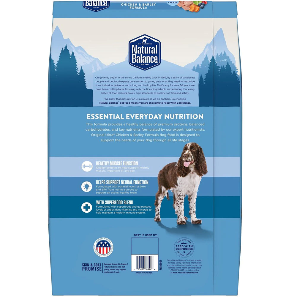 Natural Balance Original Ultra Chicken & Barley Formula Dry Dog Food, 4
