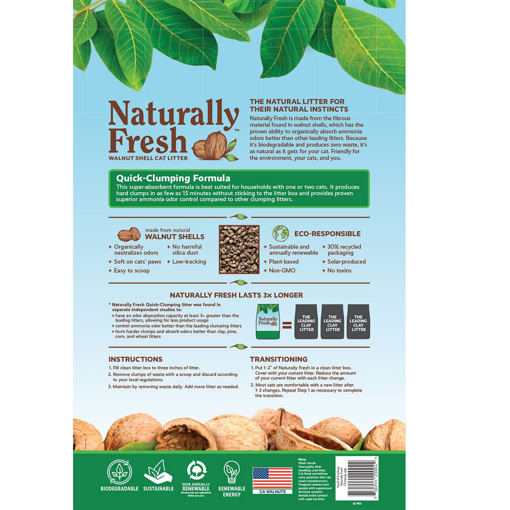 Naturally Fresh Unscented Clumping Walnut Cat Litter, 26lb bag On