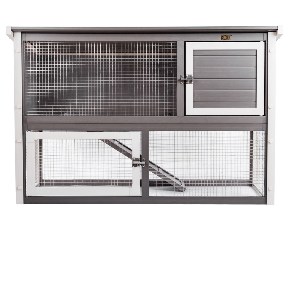 NEW-AGE-PET-CLUMBIA-RBBIT-HUTCH-GRY-ANTQUEWHT-19X43X29