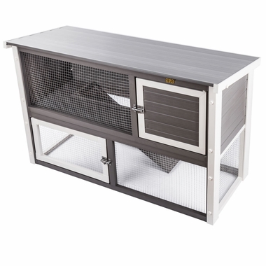 NEW-AGE-PET-CLUMBIA-RBBIT-HUTCH-GRY-ANTQUEWHT-19X43X29