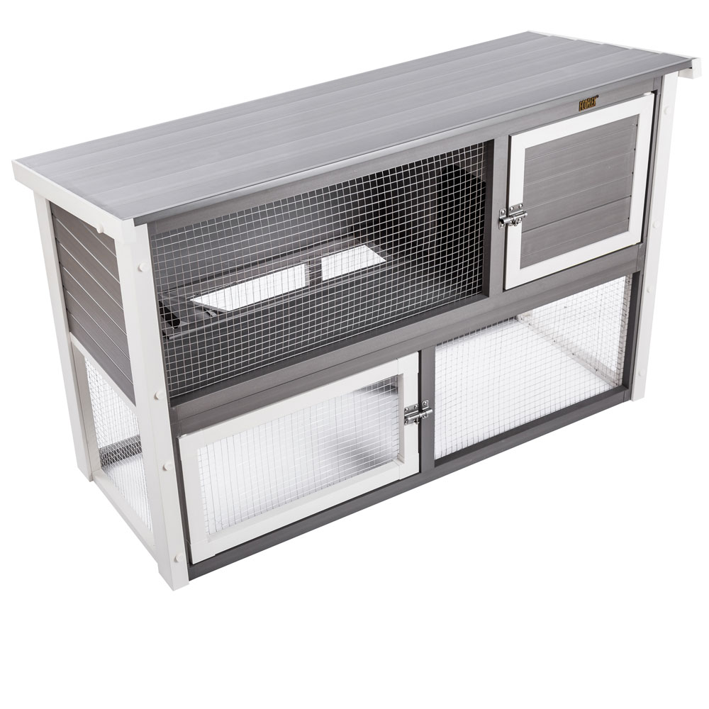 NEW-AGE-PET-CLUMBIA-RBBIT-HUTCH-GRY-ANTQUEWHT-19X43X29