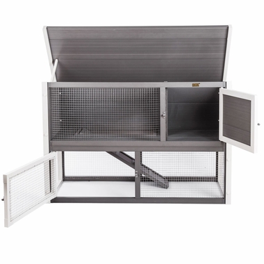 NEW-AGE-PET-CLUMBIA-RBBIT-HUTCH-GRY-ANTQUEWHT-19X43X29