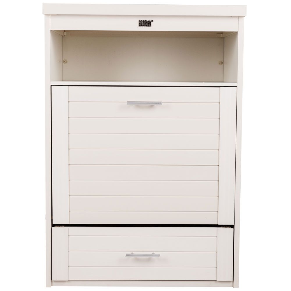 New Age Pet Dog Food Pantry w/ Double Bowl Antique White (23.43" L x