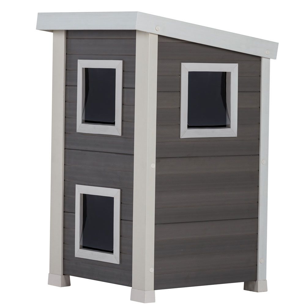 NEW-AGE-PET-FERAL-CAT-TWNHOUSE-GRY-ANTQUEWHT-21X19X32
