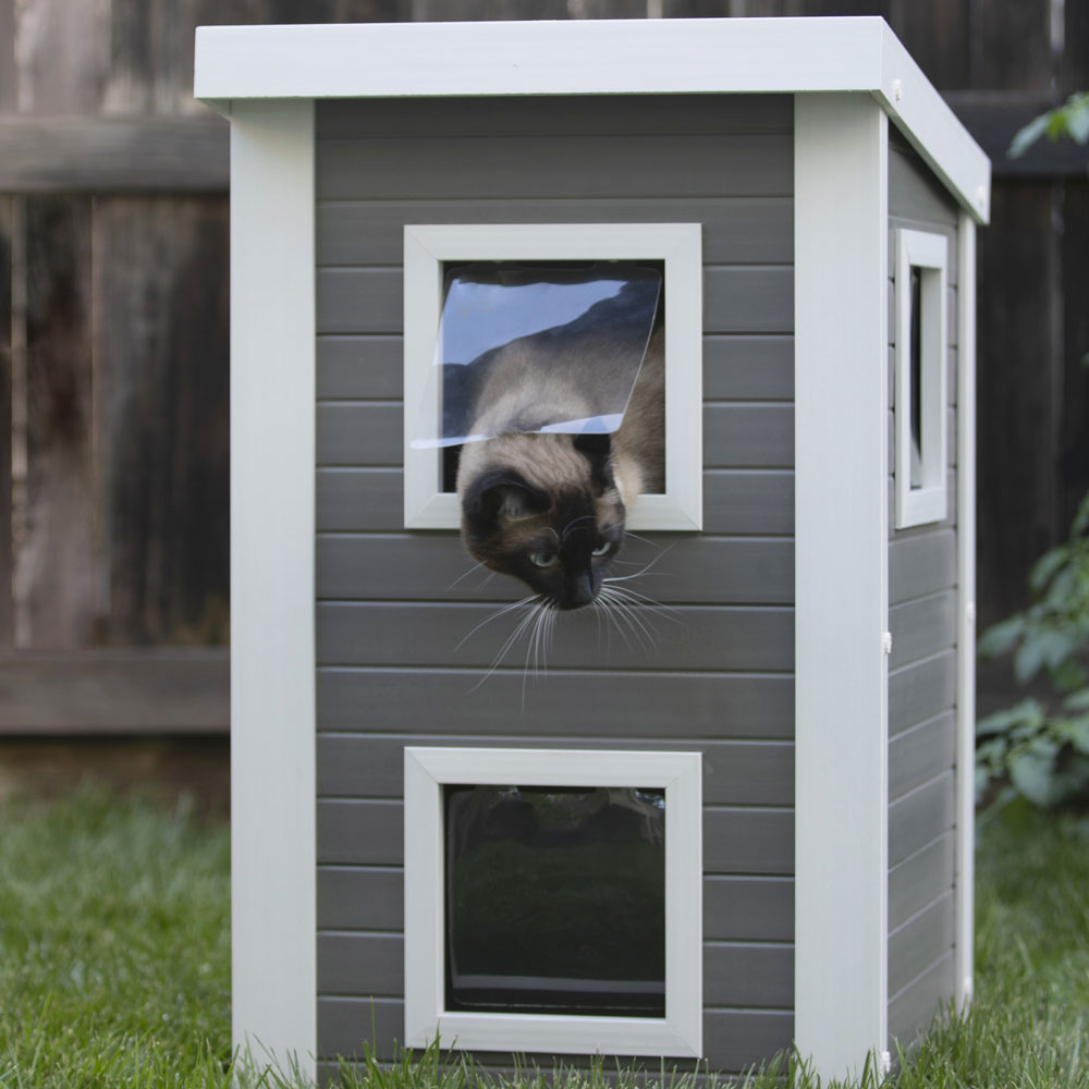 NEW-AGE-PET-FERAL-CAT-TWNHOUSE-GRY-ANTQUEWHT-21X19X32