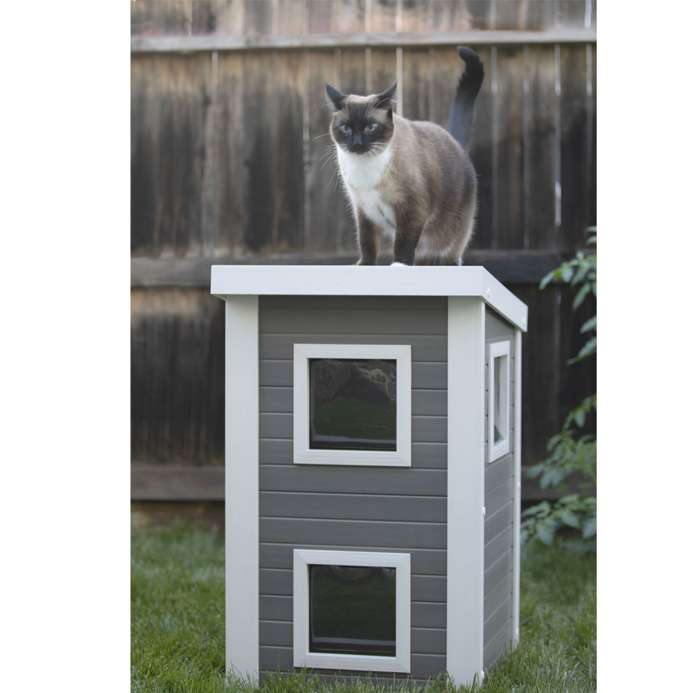 NEW-AGE-PET-FERAL-CAT-TWNHOUSE-GRY-ANTQUEWHT-21X19X32