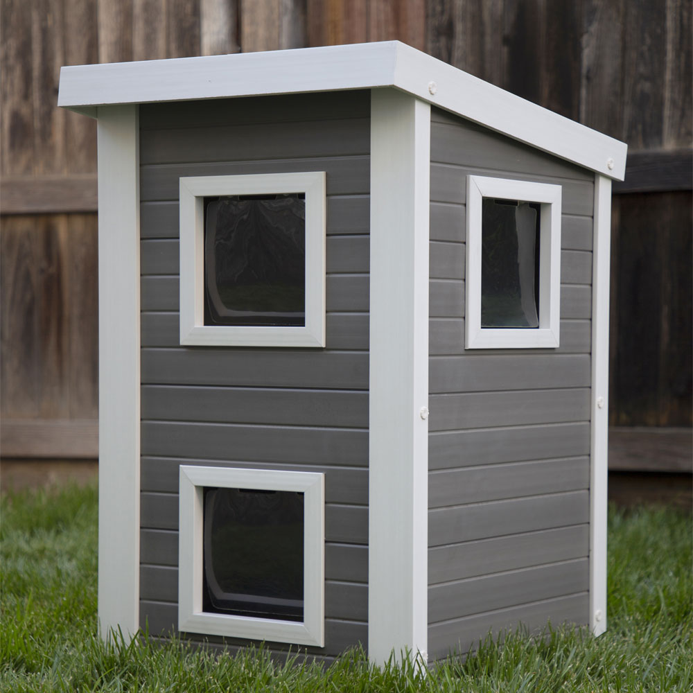 NEW-AGE-PET-FERAL-CAT-TWNHOUSE-GRY-ANTQUEWHT-21X19X32
