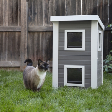 NEW-AGE-PET-FERAL-CAT-TWNHOUSE-GRY-ANTQUEWHT-21X19X32