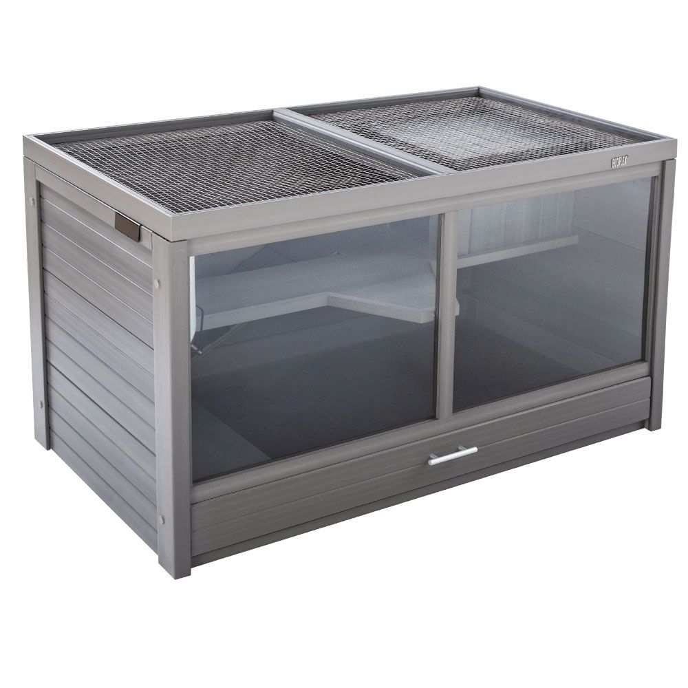 NEW-AGE-PET-JMB-PRK-AVENUE-INDR-RBBIT-HUTCH-GRY-23X43X23