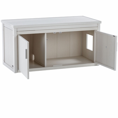 NEW-AGE-PET-LITTRLOO-BENCH-LITTRB-COVER-ANTQUEWHT-22X46X23