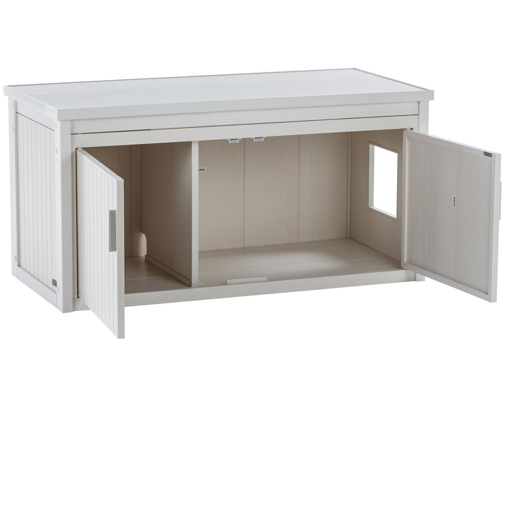 NEW-AGE-PET-LITTRLOO-BENCH-LITTRB-COVER-ANTQUEWHT-22X46X23