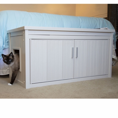 NEW-AGE-PET-LITTRLOO-BENCH-LITTRB-COVER-ANTQUEWHT-22X46X23