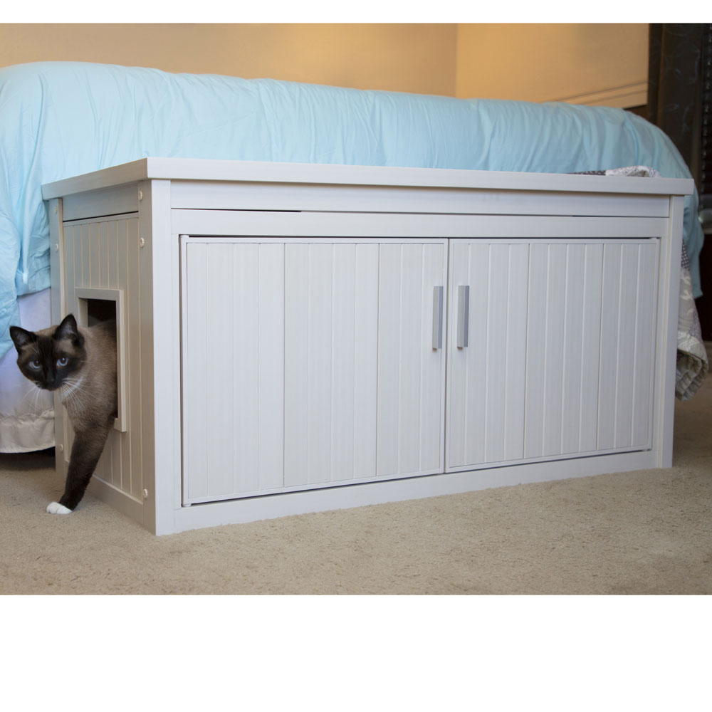 NEW-AGE-PET-LITTRLOO-BENCH-LITTRB-COVER-ANTQUEWHT-22X46X23