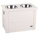 New Age Pet Piedmont Double Diner Elevated Dog Bowls & Storage Antique White - (21.26" L x 11.81" W x 15.40" H)