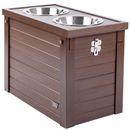 New Age Pet Piedmont Double Diner Elevated Dog Bowls & Storage Russet - (21.26" L x 11.81" W x 15.40" H)