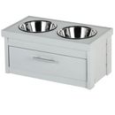 New Age Pet Small Piedmont Double Diner Elevated Dog Bowls & Storage Antique White - (16.54" L x 8.98" W x 7.99" H)