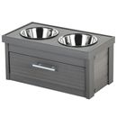 New Age Pet Small Piedmont Double Diner Elevated Dog Bowls & Storage Gray - (16.54" L x 8.98" W x 7.99" H)