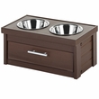 New Age Pet Small Piedmont Double Diner Elevated Dog Bowls & Storage Russet - (16.54" L x 8.98" W x 7.99" H)