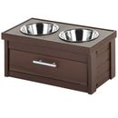 New Age Pet Small Piedmont Double Diner Elevated Dog Bowls & Storage Russet - (16.54" L x 8.98" W x 7.99" H)